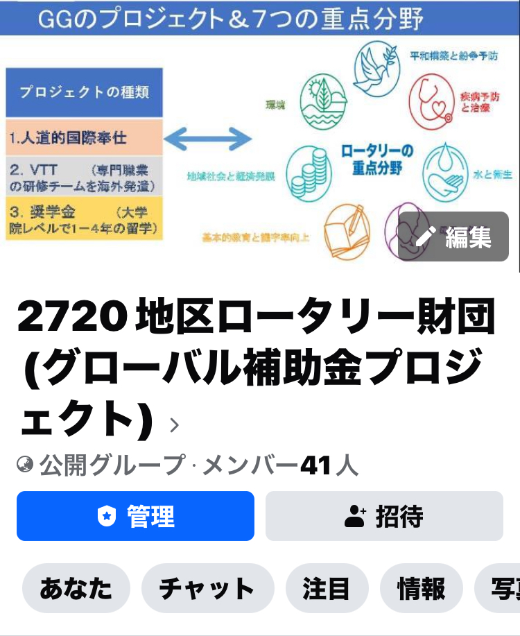 グローバル補助金プロジェクトのFBの開設